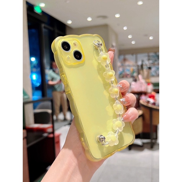 พร้องส่ง! เคสไอโฟน 13Pro Max (iPhone case 13Pro Max) เคสใส พร้อมสายลูกปัดคล้องข้อมือ