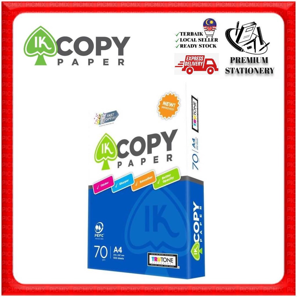 PREMIUM IK Copy A4 Paper 500 แผ่น 70Gsm / A4 Paper 500 แผ่น 70Gsm