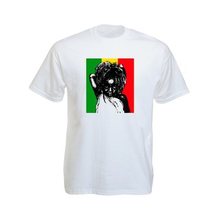 เสื้อยืดราสต้าTee-Shirt Rastababy Rasta Kid เสื้อยืดคอกลมสีขาว/สีดำสกรีนลายเด็กน้อยราสต้า White/Black Tee-Shirt