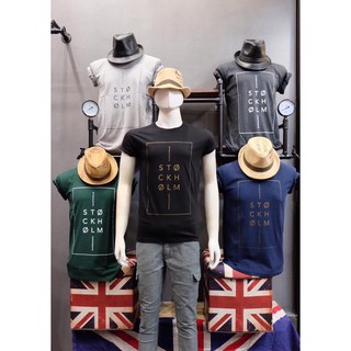 พร้อมส่ง เสื้อยืดผู้ชายSupertees ลายสี่เหลี่ยมstockholm