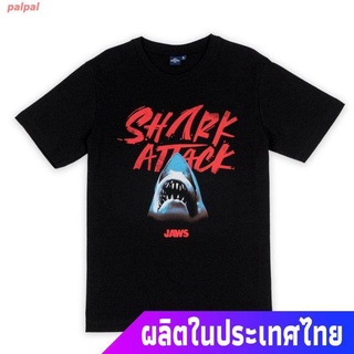 เสื้อยืดผ้าฝ้ายพิมพ์ลายขายดี พร้อมส่ง  palpal เสื้อยืดลำลอง Universal Studios Men Jaws Shark Attack T-Shirt - เสื้อผู้ชา