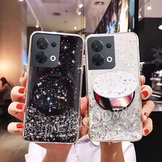 เคสโทรศัพท์มือถือซิลิโคน OPPO Reno 8 7 6 8Pro 7Z 7Pro 6 6Z Z Pro Find X5 Pro 5G 4G 2022 Handphone Casing with Mirror Stand Silicone TPU Phone Case Glitter Star Space Softcase Back Cover Reno8 Reno7 Reno6