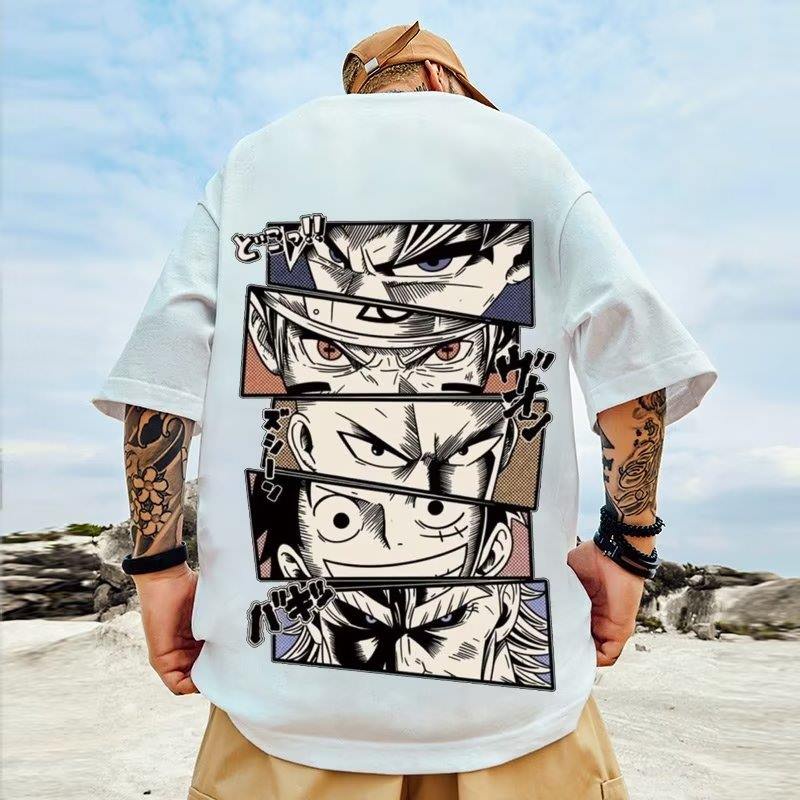 วันพีซ One Piece เสื้อยืด คอกลม แขนสั้น ลายการ์ตูนอนิเมะญี่ปุ่น เสื้อผ้าแฟชั่นผู้ชาย Oversized Luffy Unisex Anime T shirt