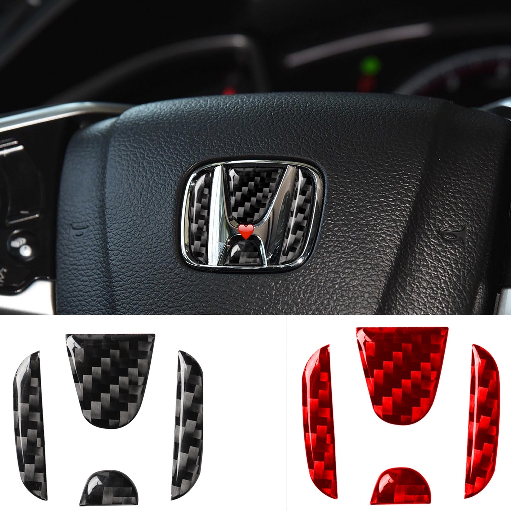 ภายในรถพวงมาลัยรถโลโก้สติกเกอร์คาร์บอนไฟเบอร์ป้องกันตกแต่งสําหรับ Honda Civic dio crv fit CR-V Accord Odyssey