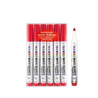 เท็กซ์ ปากกาไวท์บอร์ด รุ่น 990 สีแดง แพ็ค 12 ด้าม Tex Whiteboard Marker Model 990 Red Color Pack 12 Pcs.