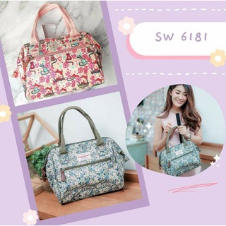 กระเป๋าผ้ากันน้ำ Sweet lemon bag ขนาด 12 นิ้ว (ลายแมวชมพู)