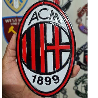 โลโก้ เอซี มิลาน AC Milan แบบแขวนติดผนัง สีเหมือนจริง วัสดุเหล็กตัดเลเซอร์ ขนาด 18 cm.ทำสีเหมือนจริง เหมือนทำสีรถยนต์