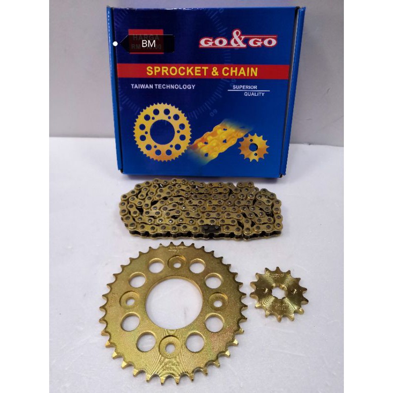 GO & GO SPOKET SET (428H) ทองสําหรับ W125 W100R DASH110 DASH125 W110 SUPERIOR QUALITY