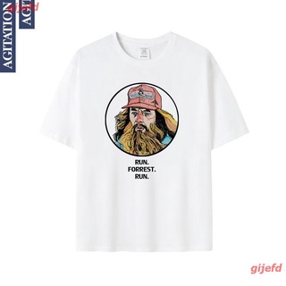 printเสื้อยืดแฟชั่นพิมพ์ลายgijefd 2021 American Ins เสื้อยืดแขนสั้นแบรนด์ Co-Branded Forrest Gump Positive สําหรับผู้ชาย