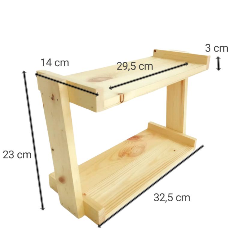 C12 WOODEN SPICE RACK STACKING 2 TIERS / WOODEN KITCHEN SPICE RACK