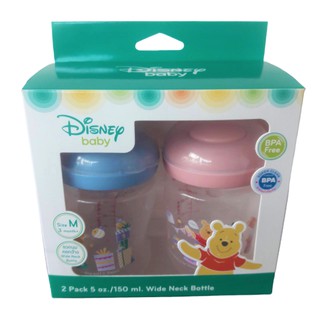 Disney baby ขวดนมคอกว้าง5oz./150ml. จุกนม size M ( แพ็ค2ชิ้น )