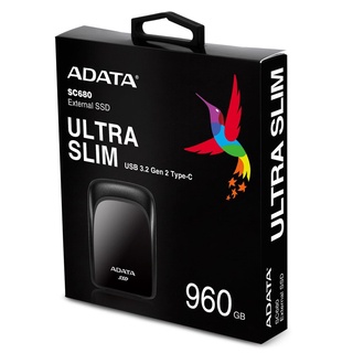 ADATA ADATA SC680 External SSD (Type-C USB 3.2 Gen1) 960GB ประกันศูนย์ 3 ปี Black