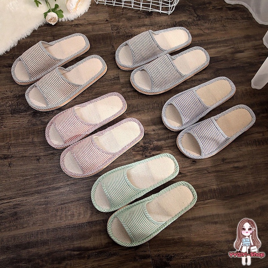 รองเท้าใส่ในบ้าน พื้นมีกันลื่น ราคาถูก รองเท้าแตะ ถนอมฝ่าเท้า ลายขีดเล็ก T67