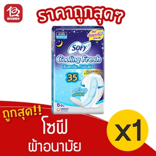 [1 ห่อ] Sofy โซฟี คูลลิ่งเฟรช ผ้าอนามัย มีปีก 35 ซม. 6 ชิ้น สำหรับกลางคืน มามากพิเศษ 8851111160013