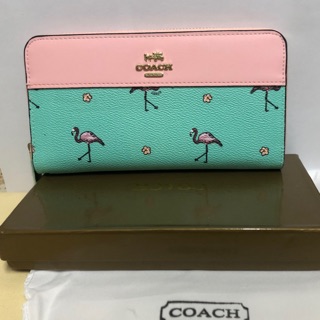 กระเป๋าสตางค์ coach งานแฟชั่นลายนกฟามิ้งโก้