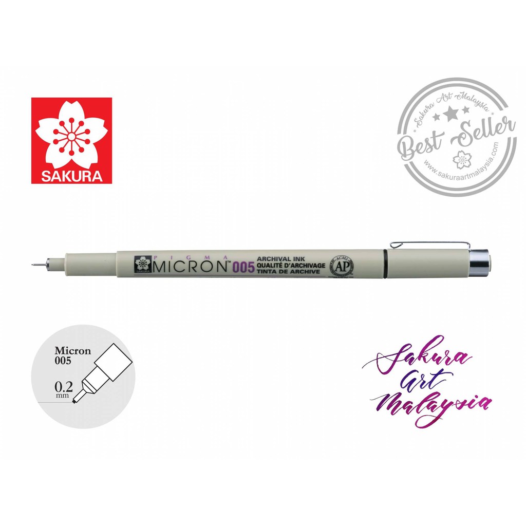 ปากกา SAKURA PIGMA MICRON 005 (BLK)
