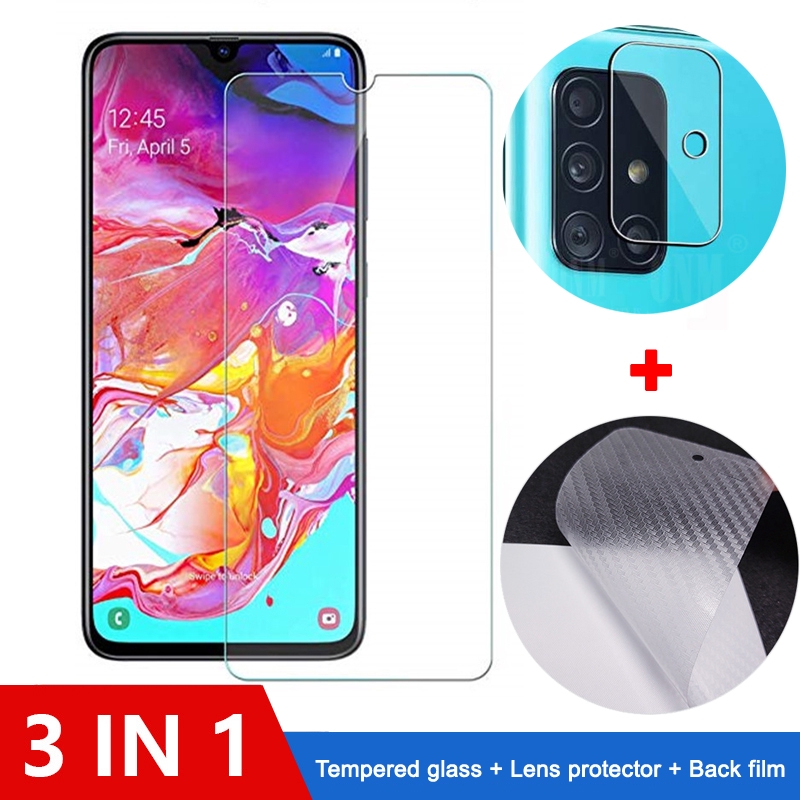 3-in-1 Samsung A71 กระจกนิรภัย Samsung Galaxy Note 10 S10 Lite M31 A31 A91 A81 A71 A51 2.5D ป้องกันห
