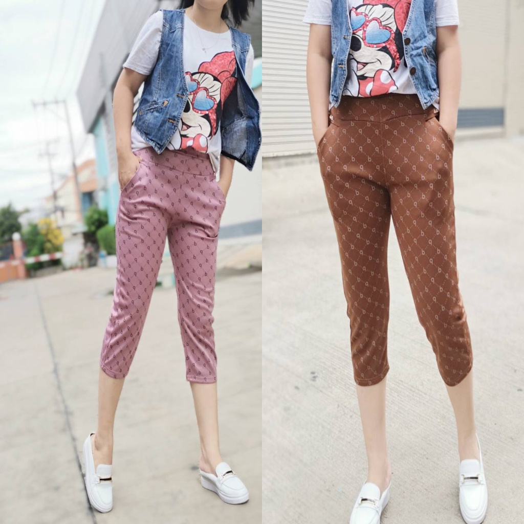 กางเกงผู้หญิงขา7ส่วน#ผ้ายืดตัวใหญ่ดี  (งานตัดเย็บสวยผ้ายืดใส่สบาย)เอว26-45ใส่ได้#250