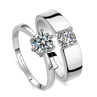 ปรับได้ แหวน งานแต่งงาน เครื่องเพชรพลอย Couple Ring S925 เงิน Wedding CRA5