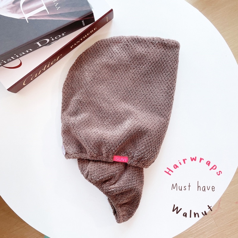 walnut suvi hair turban hair wrap hairwarp หมวกคลุมผมนาโน ผ้าเช็ดผม ซับน้ำได้ดี ผมแห้งเร็ว ผมแห้งไว