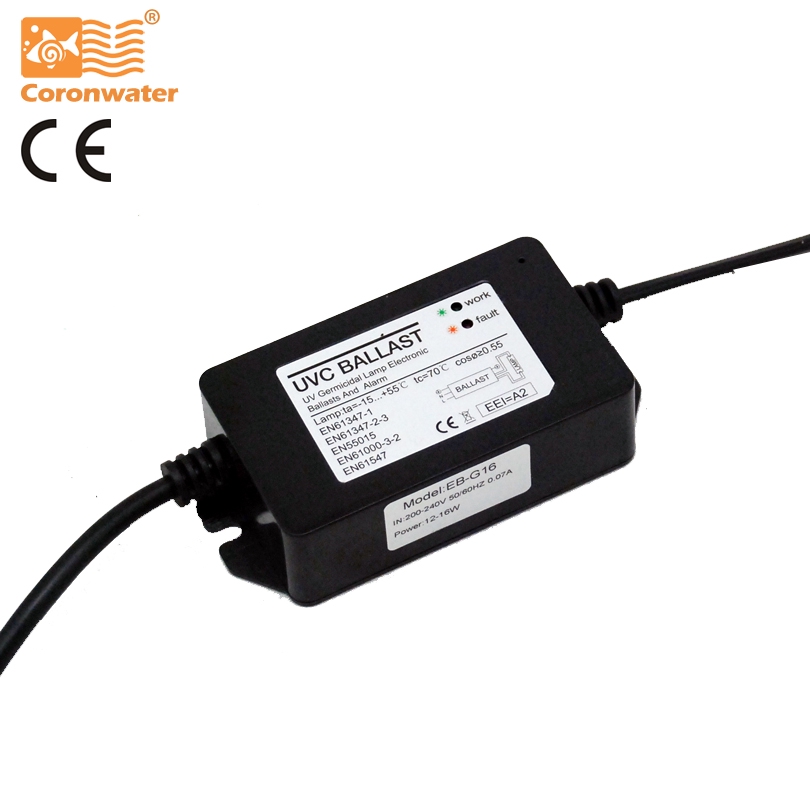 Coronwater เครื่องกรองน้ํา UV โคมไฟบัลลาสต์ 12W ถึง 16W สําหรับฆ่าเชื้อด้วยน้ํา UV EB-G16