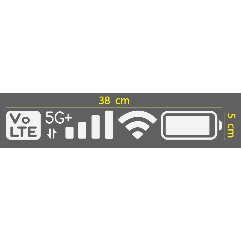 สติ๊กเกอร์ ตัด ไดคัท รูป คลื่น โทรศัพท์ มือถือ สัญญาณ Wi-Fi แบตเตอรี่ VoLTE 5G+ ขนาดสูง 5 ซม.