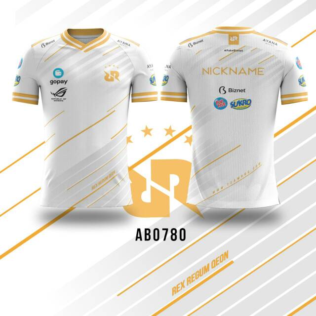 2020 RRQ White Bigetron Evos Onic Aura Team Jersey เสื้อยืด