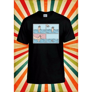 เสื้อผ้าผชDrowning High Five Funny Cool Retro สุดฮาS-5XL