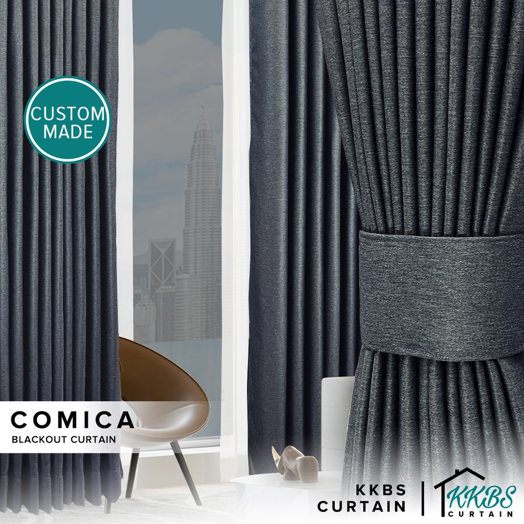 KKBS CURTAIN Comica Langsir Tempahan Blackout Plain Cangkuk/Ring/SFold (Comica Blackout Curtain Cust