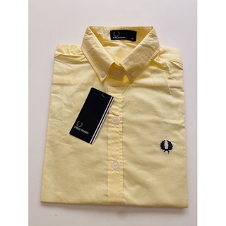 Fredperryแขนยาวเหลืองอ่อนเนื้อผ้าOxford