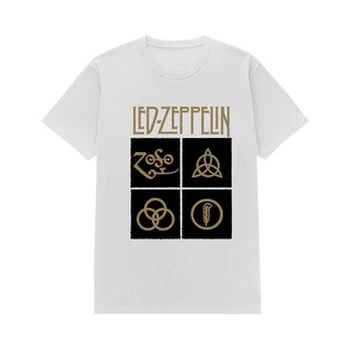 เสื้อยืดคอกลมเสื้อยืด ทรงสี่เหลี่ยม พิมพ์ลายสัญลักษณ์ Rockerstar Zeppelin Gold สีดํา สําหรับผู้ชายS-5XL