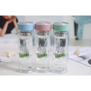 กระบอกน้ำสองชั้น ลายยูนิคอร์น|Double Wall Bottle Unicorn