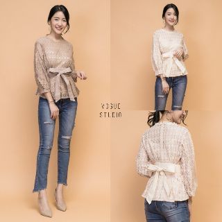 New!! Lace Tied Blouse :
เสื้อลูกไม้คอกลมเนื้อดี