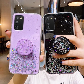 เคสโทรศัพท์ ซัมซุง Samsung A03S เคสพร้อมที่วางโทรศัพท์ เลื่อมแวววาว โปร่งใส เคสซิลิโคนนิ่ม Samsung Galaxy A03S Bracket Cover Case