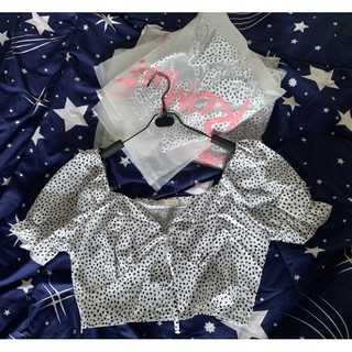 เสื้อครอบแขนตุ๊กตา สีขาวลาบยจุด เซ็กซี่