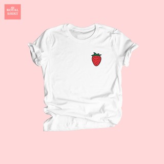 เสื้อยืดลาย สตรอเบอรี่ Strawberry พิมพ์อกซ้าย เสื้อยืดน่ารัก ไซส์ S - XXL