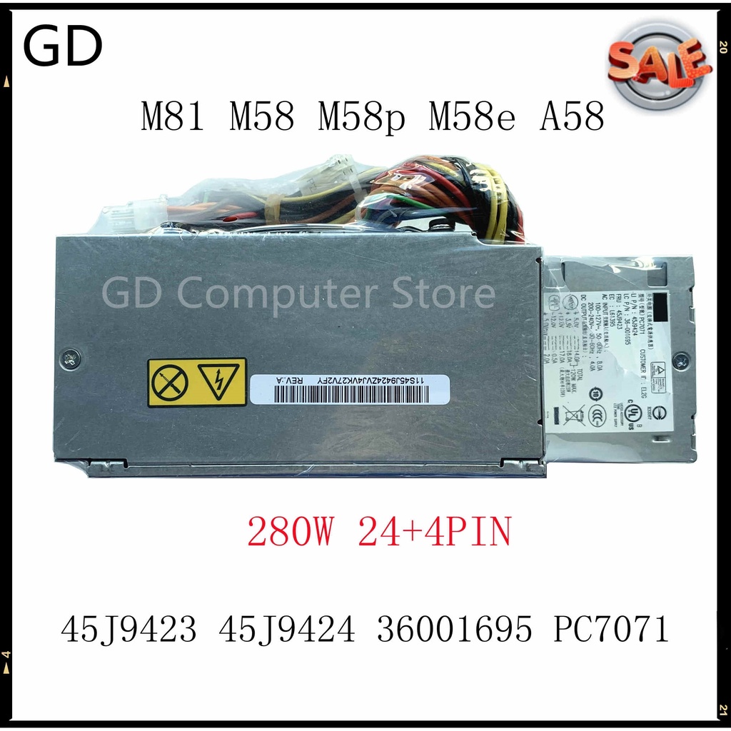 ใหม่สําหรับ Lenovo ThinkCentre M81 M58 M58p M58e A58 280W 45J9423 45J9424 36001695 PC7071 24+4PIN