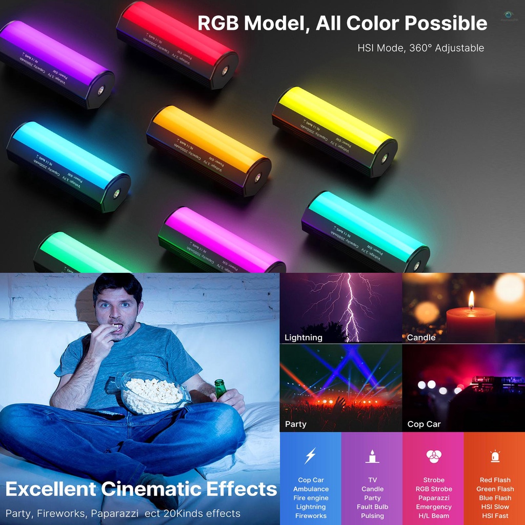 Ulanzi i-Light หลอดไฟ RGB LED 2500K-9000K หรี่แสงได้ 20 เอฟเฟค CRI95 ...