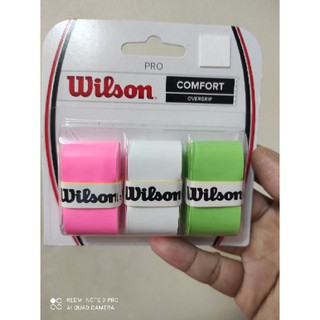 WILSON Pro Overgrip เทปพันด้ามไม้เทนนิสWILSON 3สี ชมพู ขาว เขียว