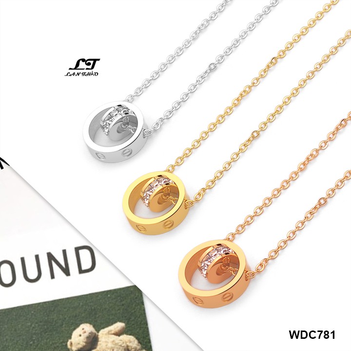 สร้อยคอไทเทเนียมผู้หญิงมีวงกลมประสาน 2 วง เวอร์ชั่น10 WDC781