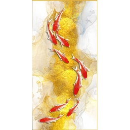 โปสเตอร์ภาพวาดผ้าใบ รูปดอกบัว เก้าปลาคราฟ เสริมฮวงจุ้ย สไตล์จีน สําหรับตกแต่งบ้าน ห้องนั่งเล่น - รูปที่ 3