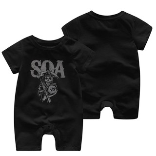 เสื้อยืดผู้ชายYaolili Sons Of Anarchy Cracked Soa ชุดจัมพ์สูทแขนสั้นผ้าฝ้ายสําหรับเด็กทารก