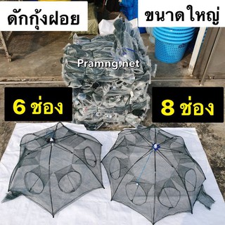 มุ้งดักกุ้งฝอยขนาดใหญ่ 1เซน (ขนาด 6ช่อง เเละ 8ช่อง) โครงเหล็กอย่างดี