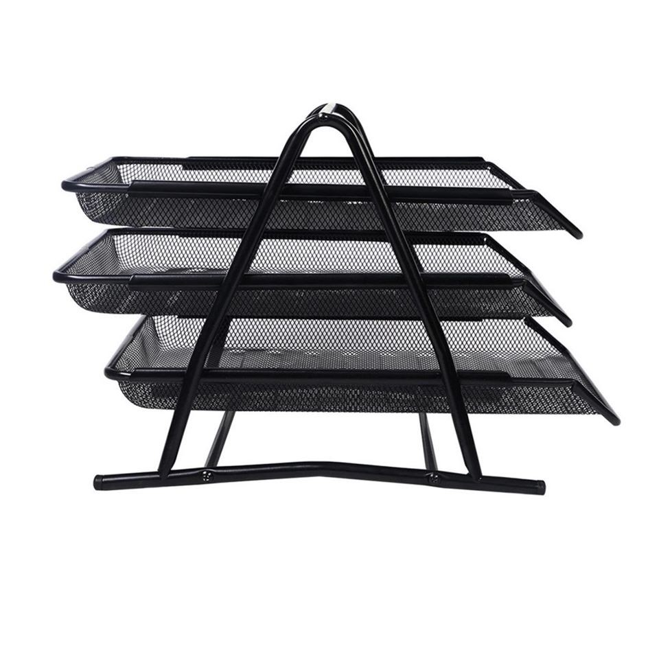 [No.2484] ชั้นวางเอกสาร วางกระดาษ ขนาด A4  หรือวางจดหมาย ขนาด 3 ชั้น สีดำ Document Basket Tray รูปที่ 3