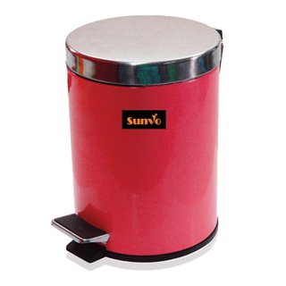 ถังขยะสแตนเลส  ซันโว สีแดง  ถังขยะ  Stainless steel trash bin, red