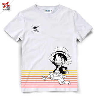 เสื้อยืดอินเทรนด์ผู้ชายอินเทรนด์ผู้หญิงDextreme T-shirt DOP-1283  Onepiece ลาย Luffy สีขาวS-3XL