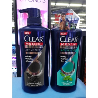 NEW!! CLEAR MEN 3 IN 1 SHAMPOO &amp; BODYWASH COMPLETE CARE เคลียร์ เมน 3อิน1 แชมพู&amp;บอดี้วอช คอมพลีท แคร์ (435 ml.)มี 2 สูตร