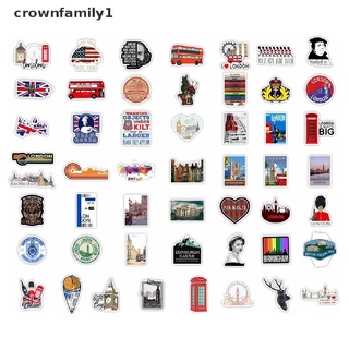 [crownfamily1] สติกเกอร์โลโก้ธงอังกฤษย้อนยุค สําหรับติดตกแต่งกระเป๋าเดินทาง หมวกกันน็อค 50 ชิ้น