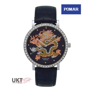 POMAR PM73488SS0420 นาฬิกาข้อมือสำหรับผู้ชาย หน้าดำสายหนัง