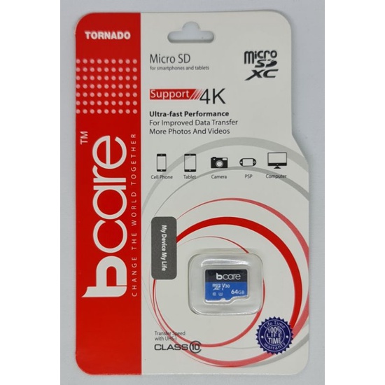 Micro SD BCARE 32GB/64GB CLASS 10 ต้นฉบับ 100%